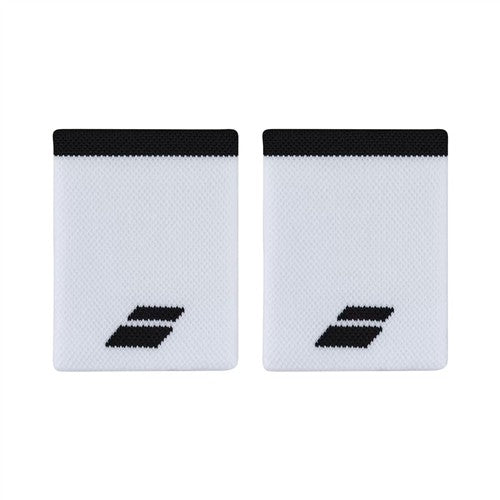 Babolat Logo Wristband Jumbo 2 Pack (White/Black) UNIQ