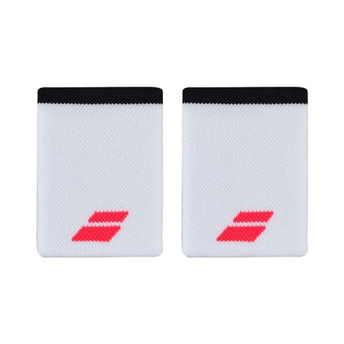 Babolat Logo Wristband Jumbo 2 Pack(White/Strike Red)