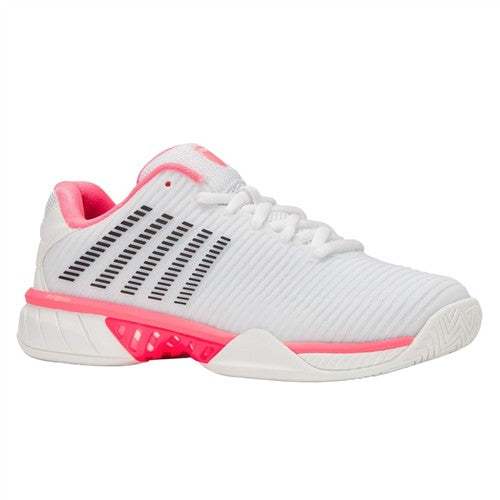 K-Swiss Hypercourt Express 2 Wide Women's Shoes (White/Neon Pastel Pink/Black)