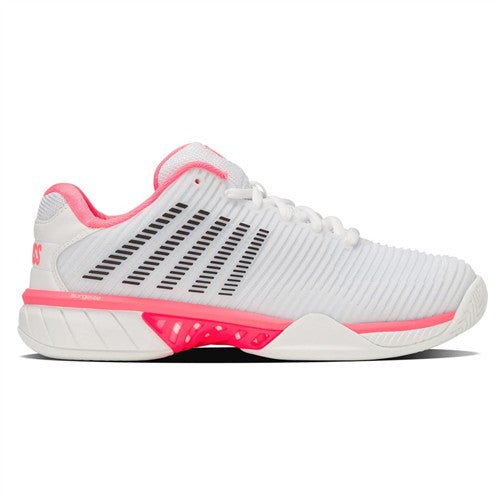 K-Swiss Hypercourt Express 2 Wide Women's Shoes (White/Neon Pastel Pink/Black)