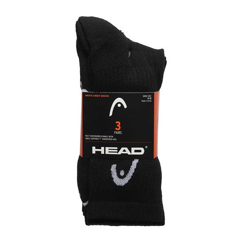 Head Men's 3PPK Half Cushion Crew Socks (Black)