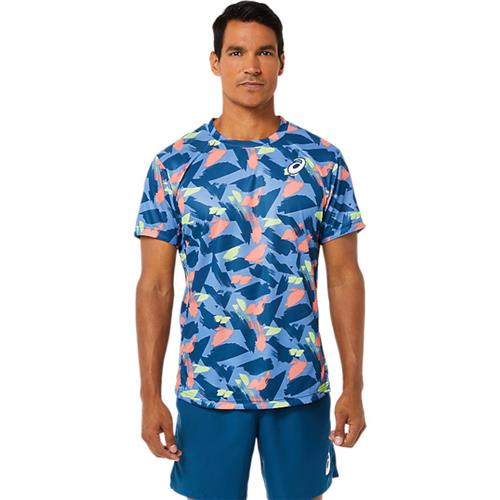 Asics Mens Match Graphic Short Sleeved Top (Light Indigo)