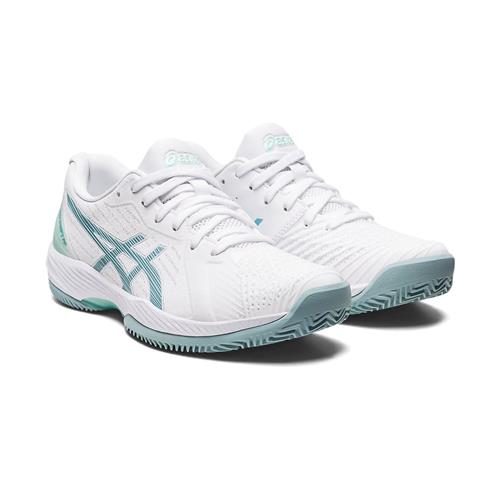 Asics Solution Swift FF Clay Womens Tennis Shoes (White/Smoke Blue)