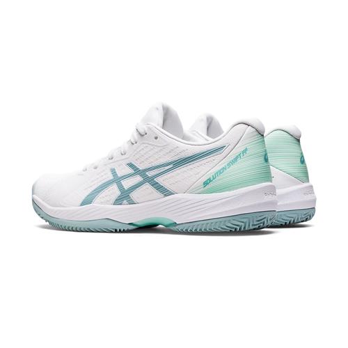 Asics Solution Swift FF Clay Womens Tennis Shoes (White/Smoke Blue)
