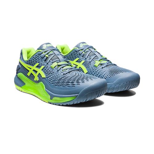Asics Gel-Resolution 9 Men's Tennis Shoes (Steel Blue/Hazard Green)