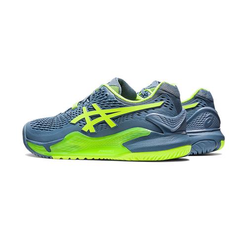 Asics Gel-Resolution 9 Men's Tennis Shoes (Steel Blue/Hazard Green)