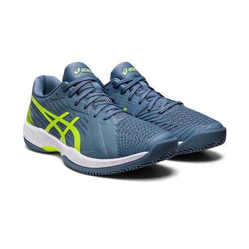 Asics Solution Swift FF Clay Men's Tennis Shoes (Steel Blue/Hazard Green)