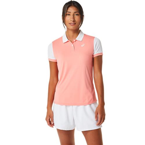 Asics Womens Court Polo-Shirt (Guava/Brilliant White)