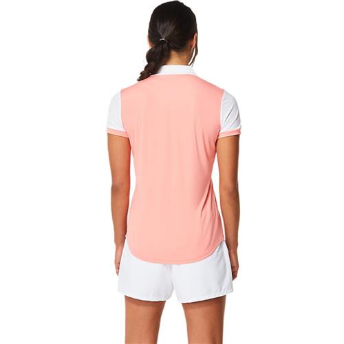 Asics Womens Court Polo-Shirt (Guava/Brilliant White)
