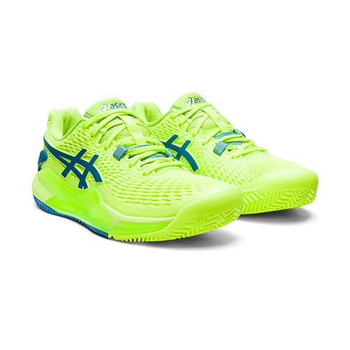 Asics Gel-Resolution 9 Clay Women's Tennis Shoes (Hazrd Green/Reborn Blue)
