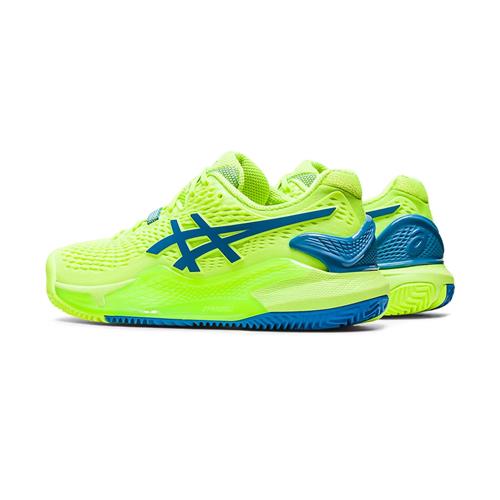 Asics Gel-Resolution 9 Clay Women's Tennis Shoes (Hazrd Green/Reborn Blue)