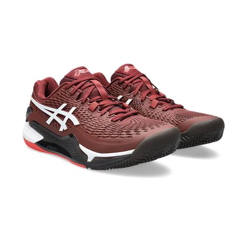 Asics Gel-Resolution 9 Clay Men's Tennis Shoes (Antique Red/White)