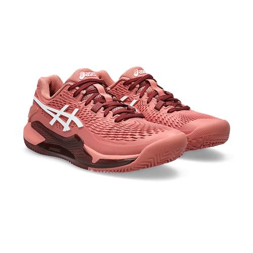 Asics Gel-Resolution 9 Clay Women's Tennis Shoes (Light Garnet/White)