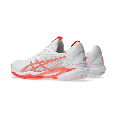 Asics Solution Speed FF 3 Clay Womens Tennis Shoes (White/Sun Coral)