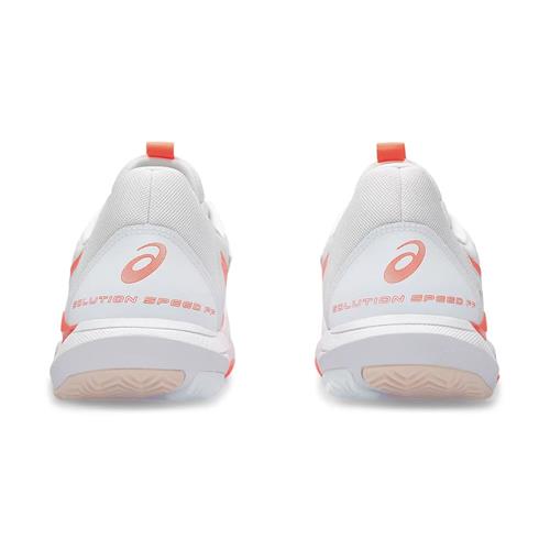Asics Solution Speed FF 3 Clay Womens Tennis Shoes (White/Sun Coral)