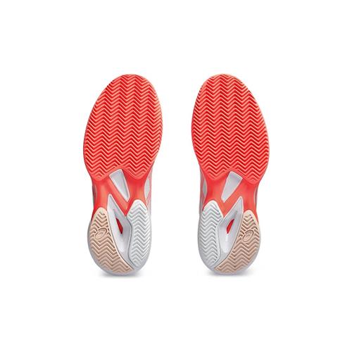 Asics Solution Speed FF 3 Clay Womens Tennis Shoes (White/Sun Coral)