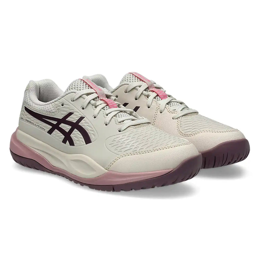 Asics Gel-Resolution X GS HC Junior Shoes (Soft Oat/Dark Aubergine)