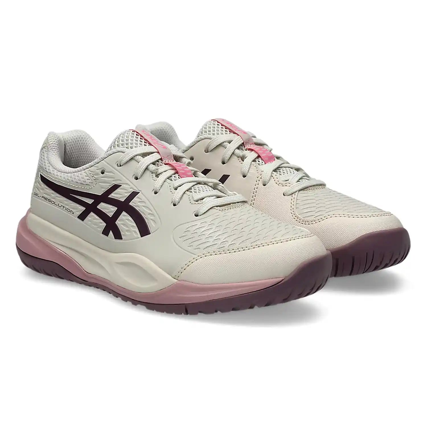 Asics Gel-Resolution X GS HC Junior Shoes (Soft Oat/Dark Aubergine)