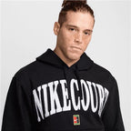 NikeCourt Men's Dri-Fit Fleece Heritage Tennis Hoodie (Black/White/Flat Pewter)