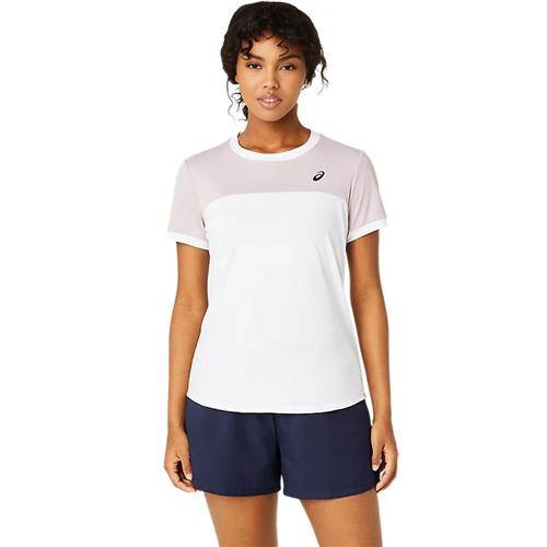 Asics Womens Court Short Sleeve Top (Brilliant White/Watershed Rose)