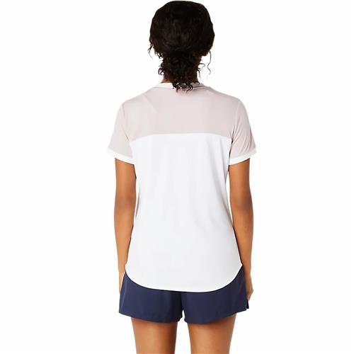 Asics Womens Court Short Sleeve Top (Brilliant White/Watershed Rose)