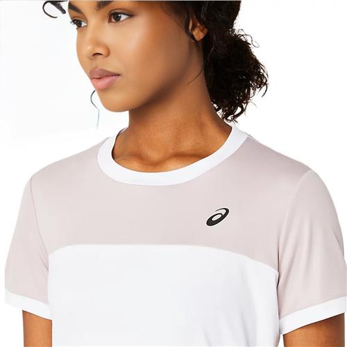 Asics Womens Court Short Sleeve Top (Brilliant White/Watershed Rose)