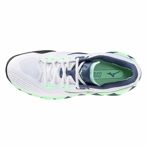 Mizuno Wave Enforce Tour 2 AC Mens Shoes (White/Neo Mint/Vintage Indigo)
