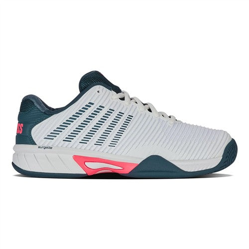 K-Swiss Hypercourt Express 2 Junior Tennis Shoes (White/Stargazer/Neon Blaze)