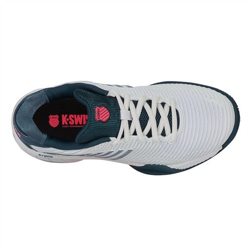 K-Swiss Hypercourt Express 2 Junior Tennis Shoes (White/Stargazer/Neon Blaze)