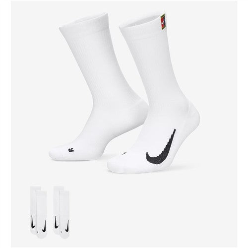 NikeCourt Multiplier Cushioned Tennis Crew Socks (2 pairs, White)