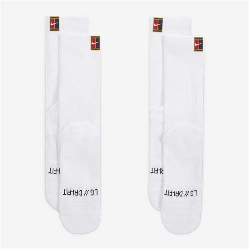 NikeCourt Multiplier Cushioned Tennis Crew Socks (2 pairs, White)