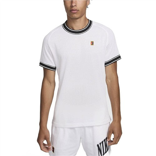 NikeCourt Heritage Men"s Short Sleeve Tennis Top (White/Black)