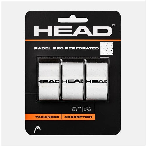 Head Padel Pro Perforated Overgrip 3pk (White)