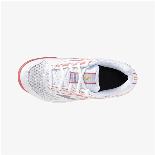 Mizuno Break Shot 5 AC Junior Shoes (White/Blue Granite/Calypso Coral)