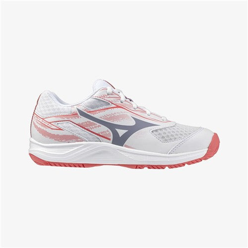 Mizuno Break Shot 5 AC Junior Shoes (White/Blue Granite/Calypso Coral)