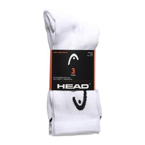 Head Men's 3PPK Half Cushion Crew Socks (White)
