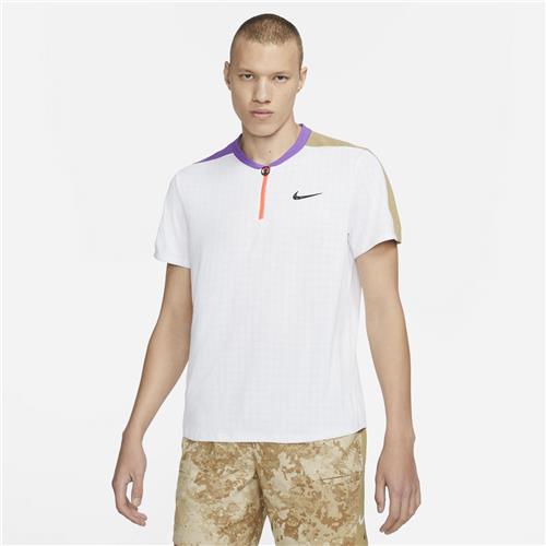 Nike Court Mens Breathe Slam Polo (White/Purple/Beige)
