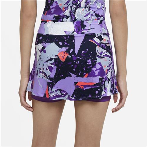 Nike Womens Court Victory Printed Tennis Skirt (Wild Berry/Bright Mango)
