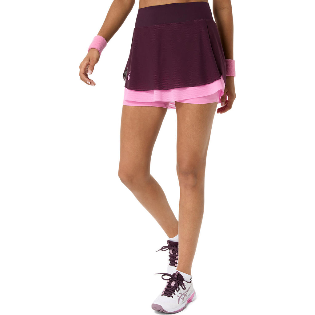Asics Match Mesh Skirt (Dark Aubergine/Bubblegum)
