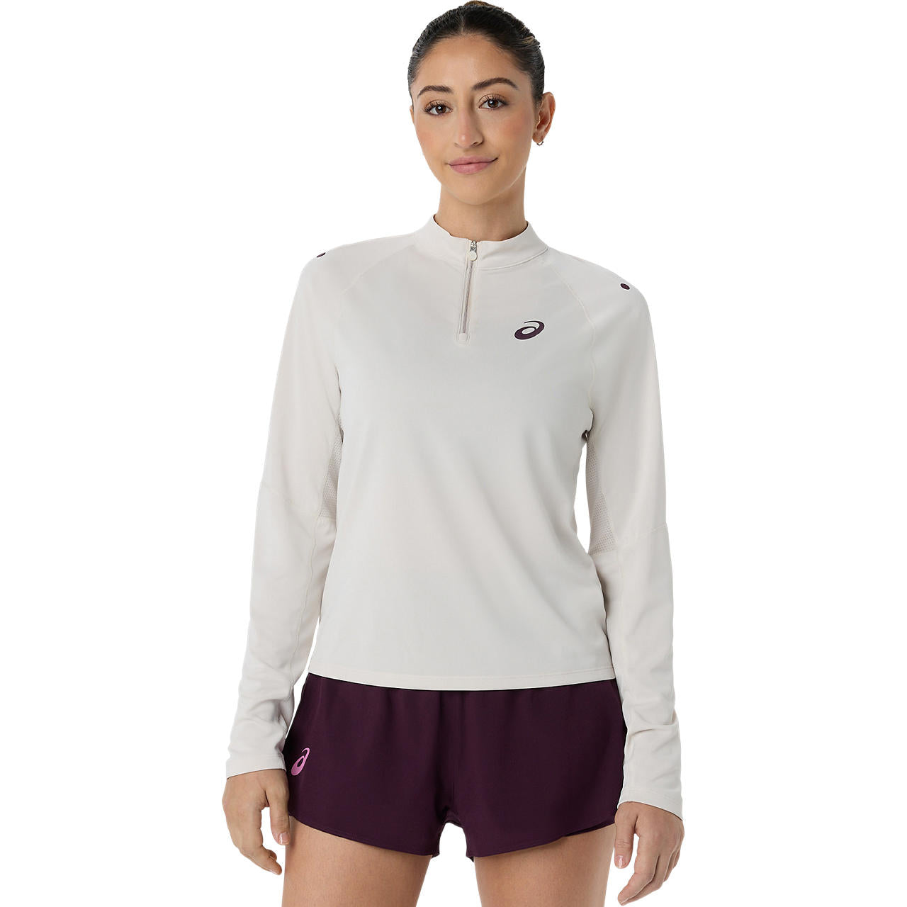 Asics Match 1/2 Zip Long Sleeve Top (Soft Oat)