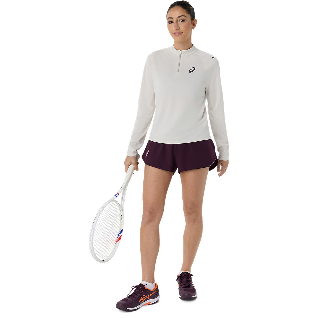 Asics Match 1/2 Zip Long Sleeve Top (Soft Oat)