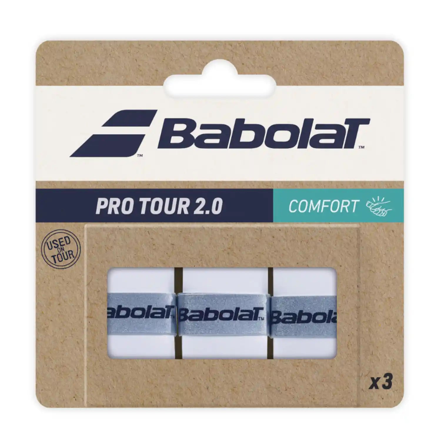 Babolat Pro Tour 2.0 Overgrip 3 Pack (White)