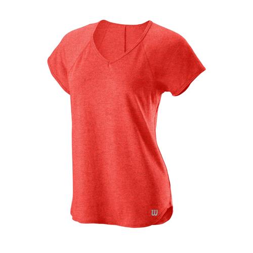 Wilson Womens Training V-Neck Tee (Hot Coral)
