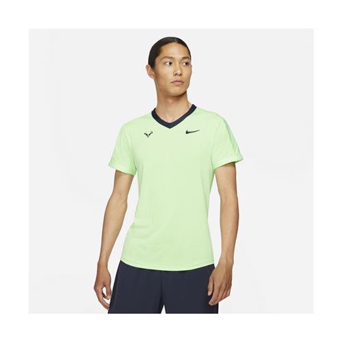 Nike Court Mens Rafa Drifit Advantage Short Sleeve Top (Lime Glow/Obsidian/Lime Glow/Obsidian)