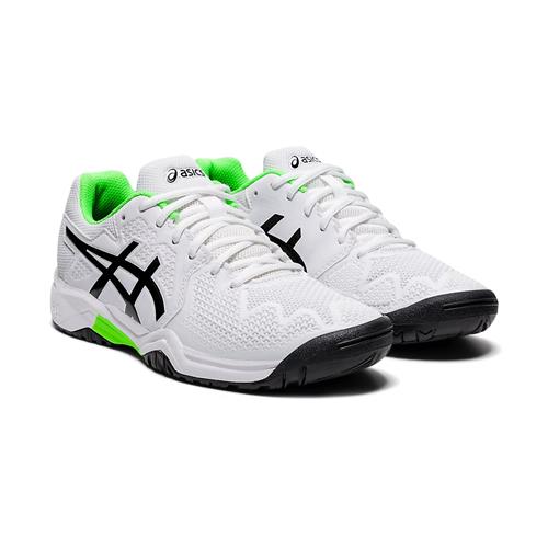 Asics Gel Resolution 8 GS Kids Shoe (White/Green Gecko)