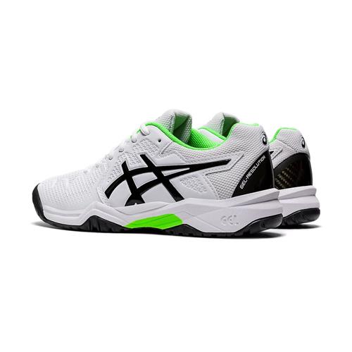 Asics Gel Resolution 8 GS Kids Shoe (White/Green Gecko)