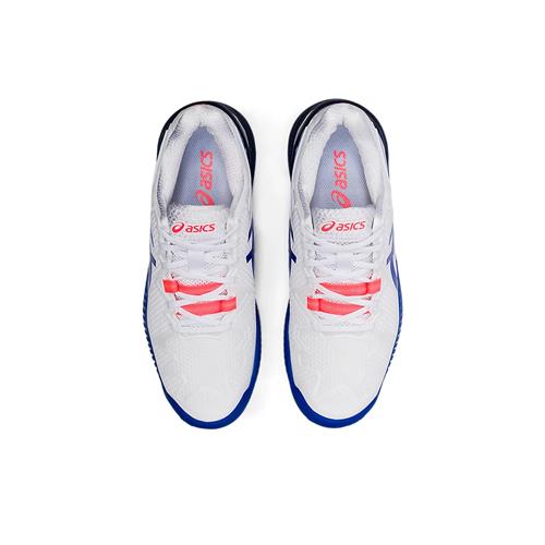 Asics Gel-Resolution 8 Clay Womens Tennis Shoes (White/Lapis Lazuli Blue)