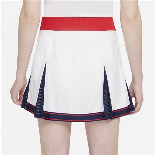 Nike Court Womens Dri-Fit Slam Skirt (White/University Red/Binary Blue)