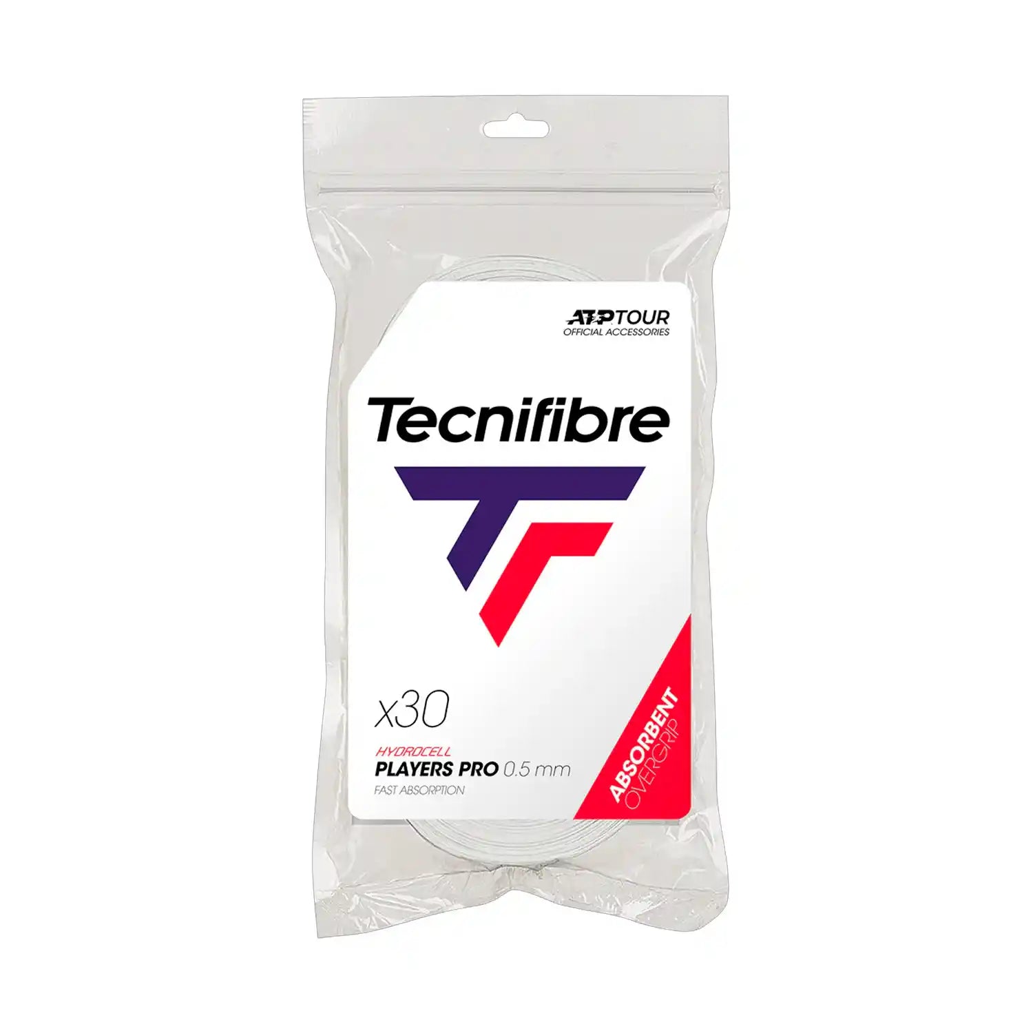 Tecnifibre Hydrocell Players Pro 0.5mm Overgrip x30 (White)