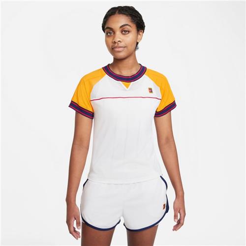 Nike Court Womens Dri-Fit Slam Top (White/University Gold)